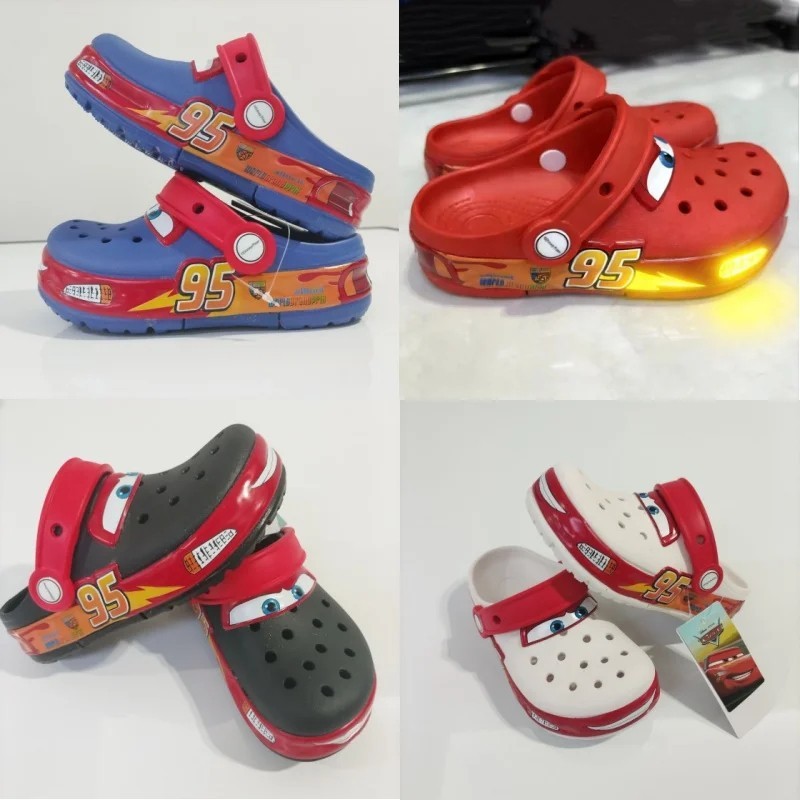 Kid’s LIGHT-UP Lightning McQueen Crocs boys girls Shoe Clog Disney C8-J3 Size **