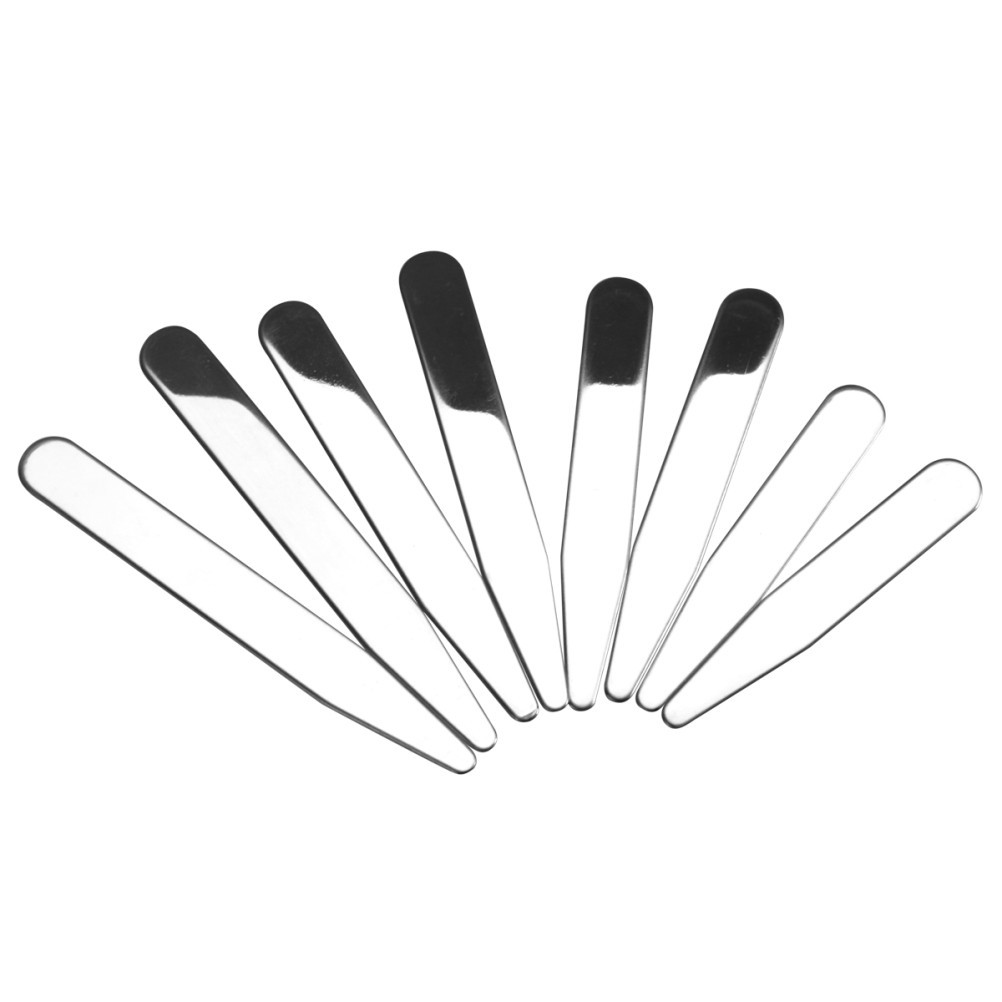 Collar Stays Set 8 Pcs Stainless Steel 4 Sizes Random Colors