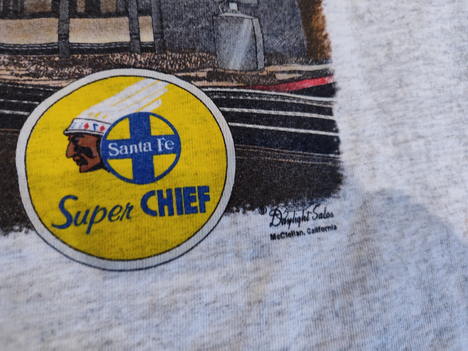 Vintage Sante Fe Super Chief Graphic Tee Shirt Grey Size XL Daylight Sales