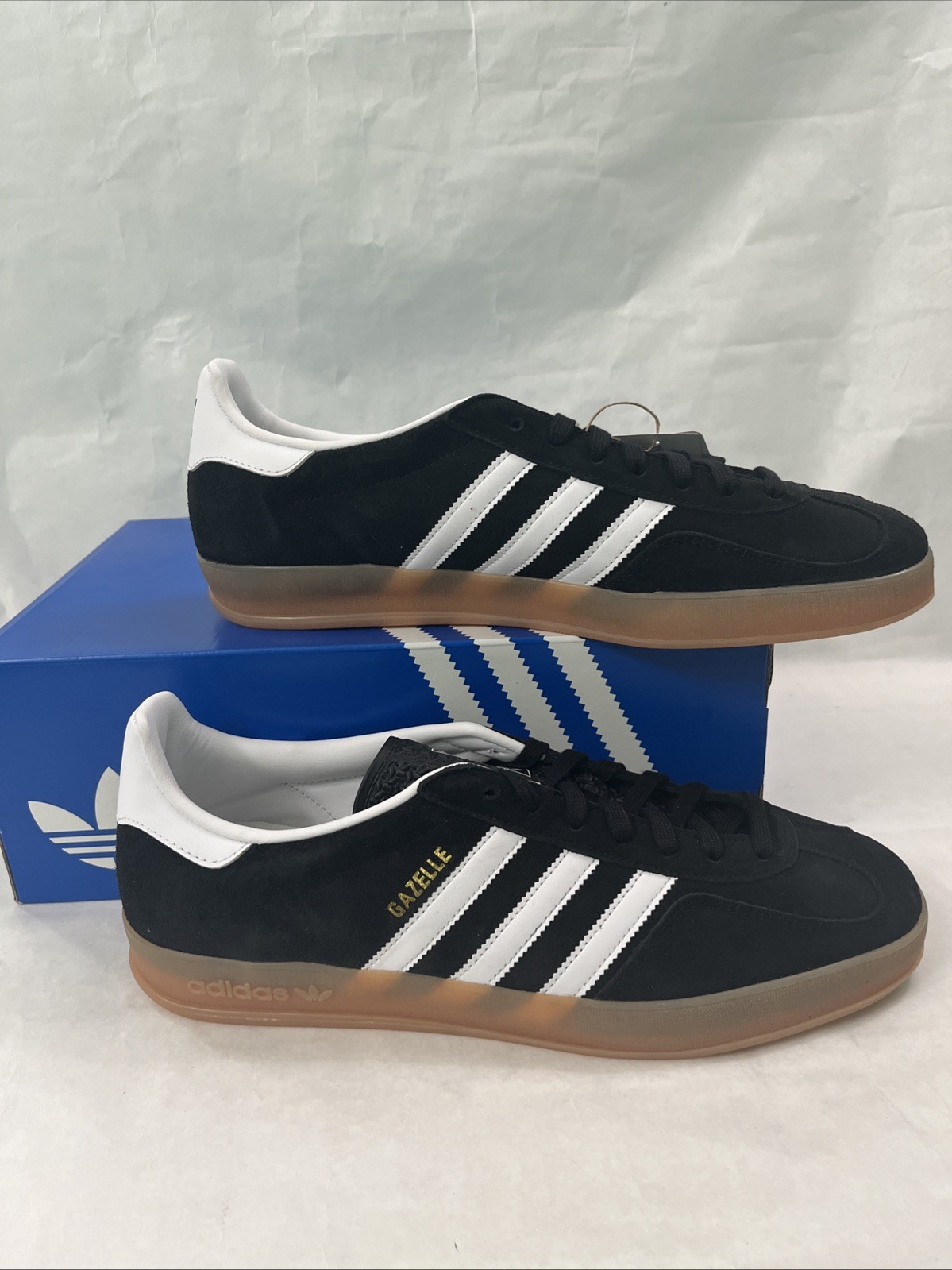 Men’s Adidas Gazelle Indoor Black Gum Athletic Casual Shoes / H06259 / Size 13
