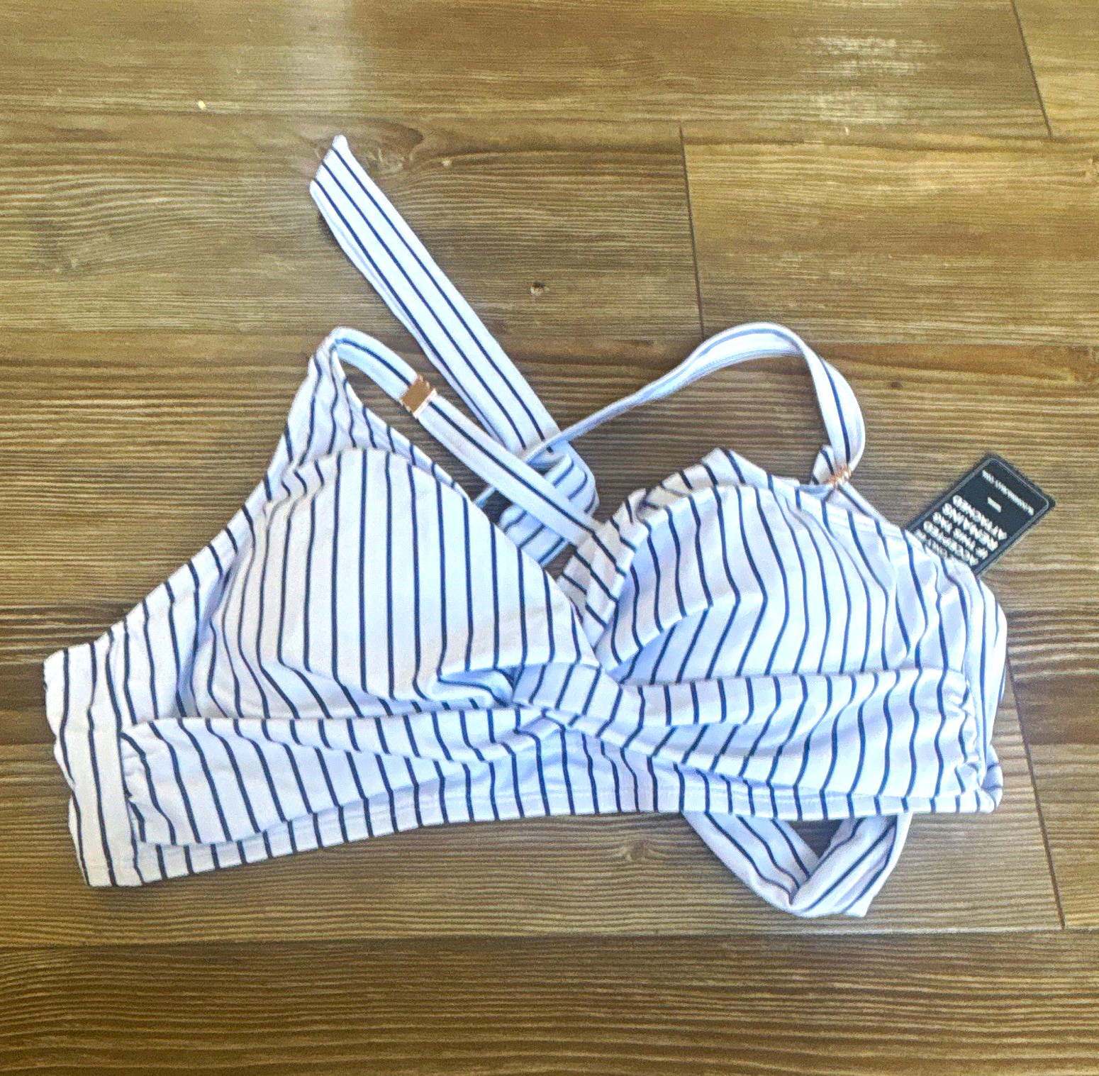 Blooming Jelly Women’s Striped Halter Tie Back Bikini Top XL B White/Blue