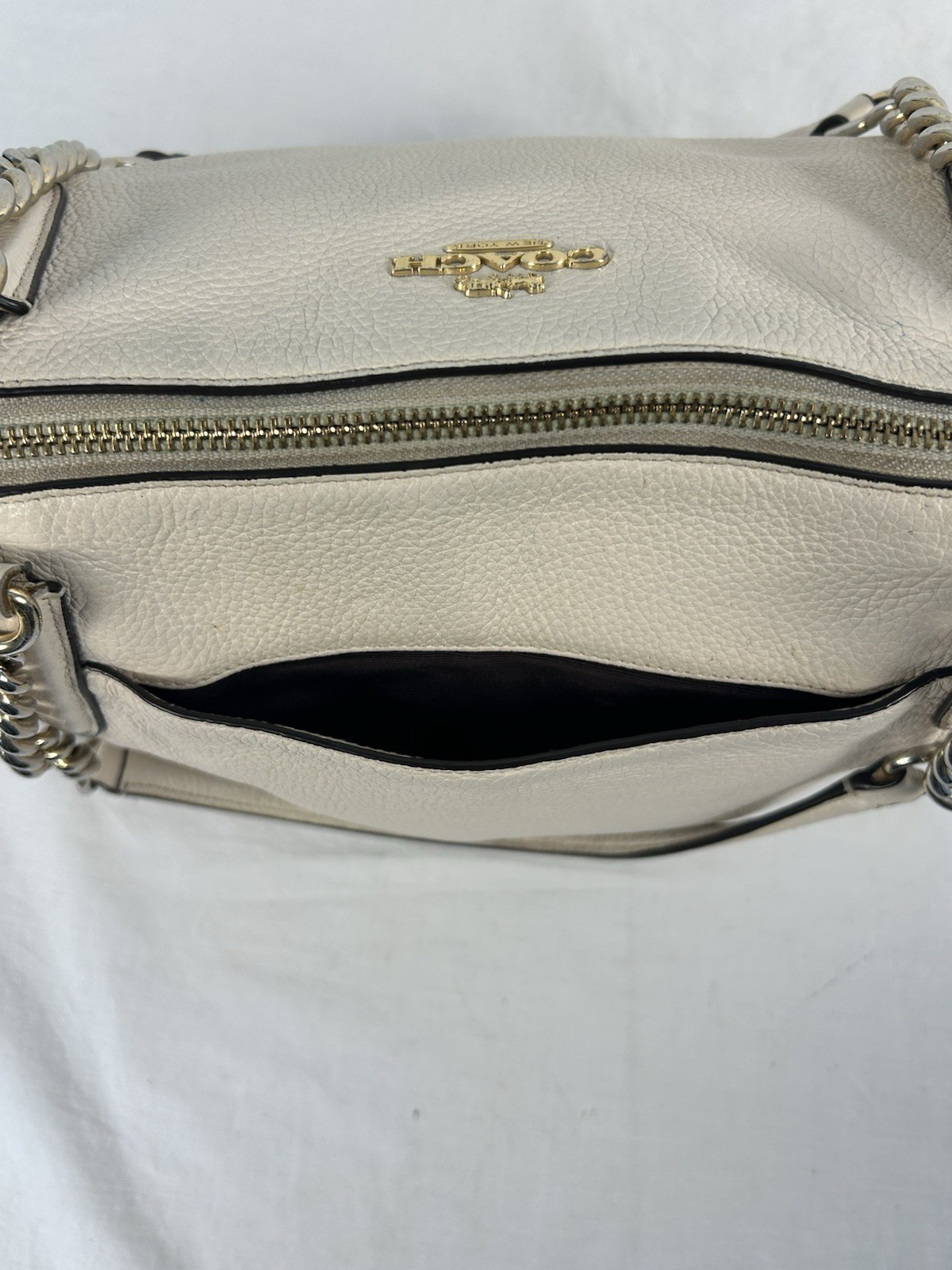 Coach F29007 Ava Chain Tote In Ivory Crossgrain Leather