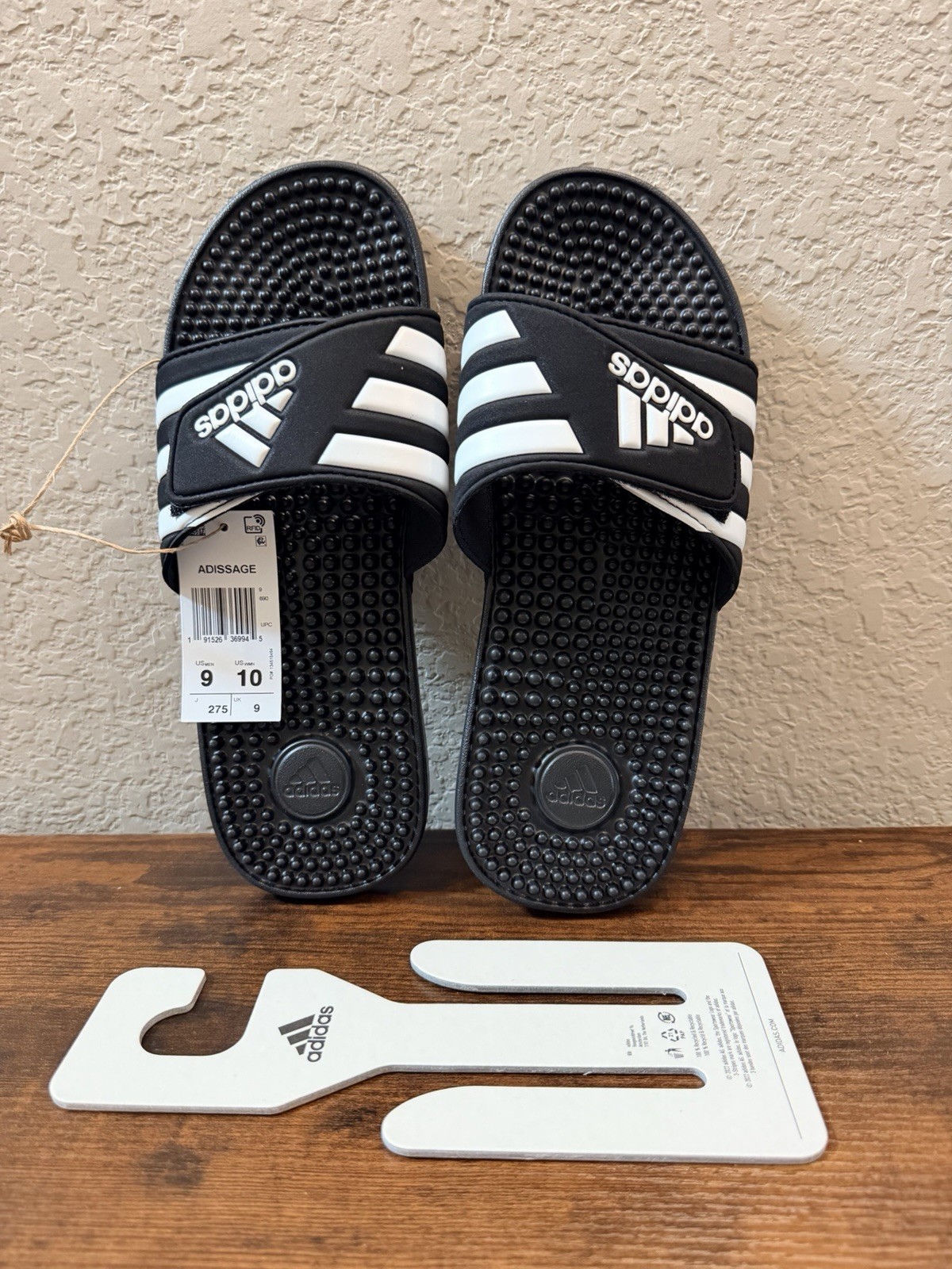 Adidas Adissage Slides Core Black/Cloud White/Core Black Sz 9 Mens Sz 10 Womens