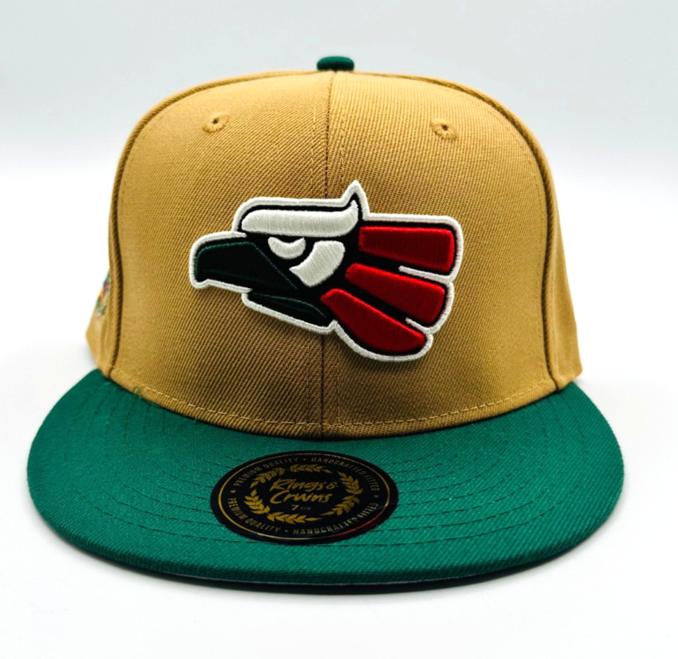 Mexico Country Pride Eagle Logo Fitted Cap Khaki Green Rings & Crowns 6 7/8