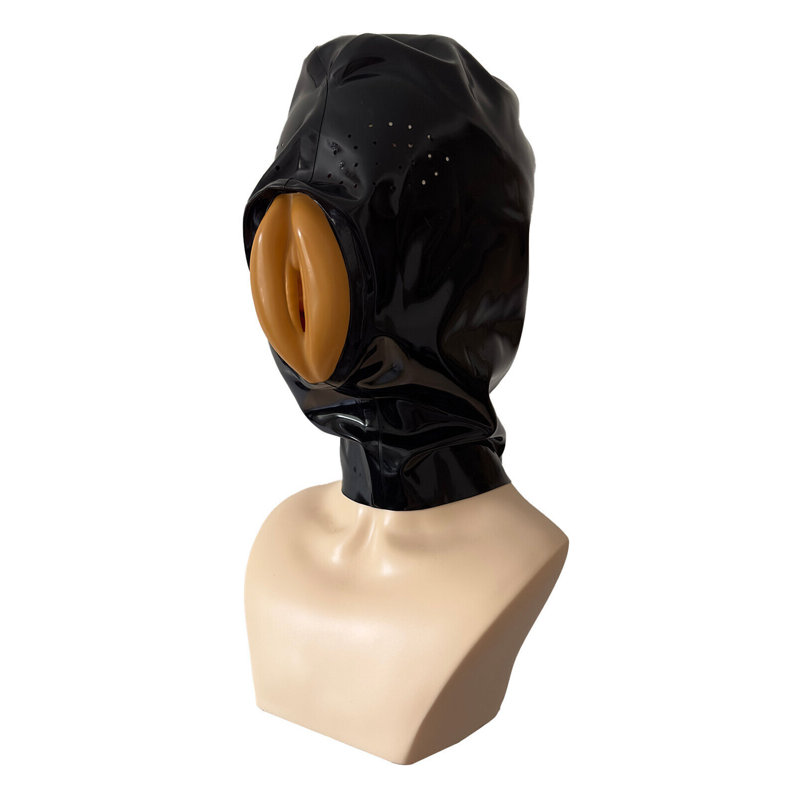 Latex Hood Back Zipper Rubber Mask with Vaginal Party Cosplay Outfit Fetish BDSM