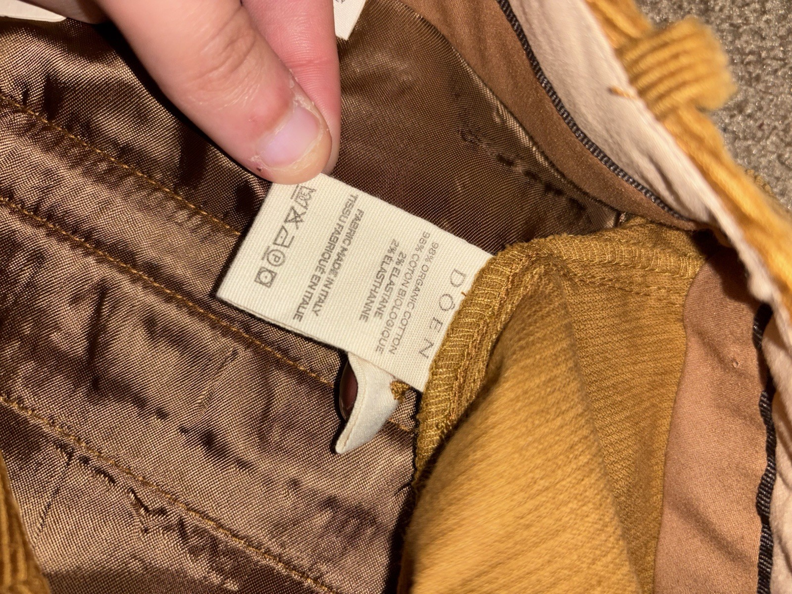 DÔEN Women’s Brown Corduroy Straight Ankle Pants High Rise Pockets Size 14