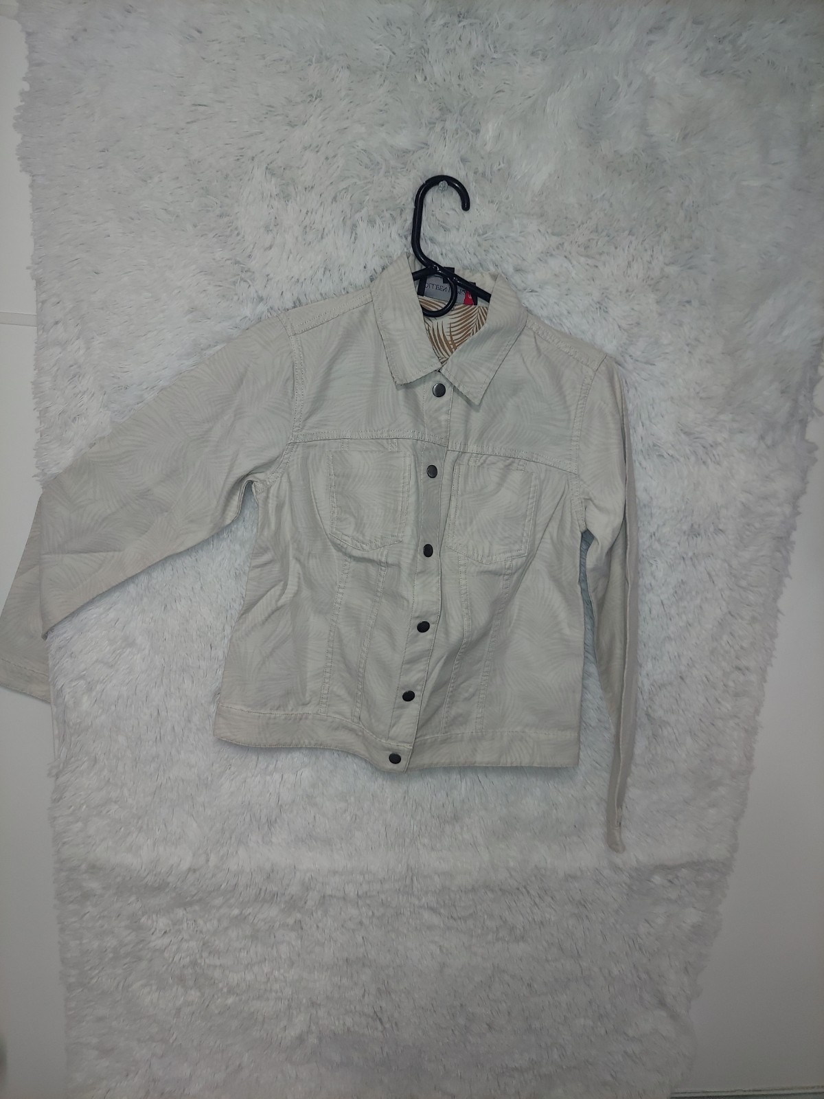 Colleen Lopez Women’s Beige Button Front Collared Pocket Jacket Long Sleeve Xs