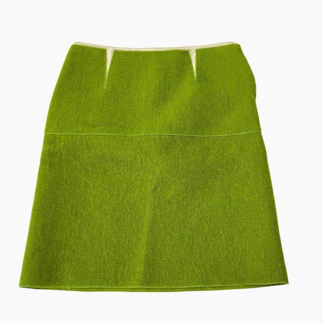Bottega Veneta Vintage Mini Skirt Green Wool Cotton Size 40 L Authentic Japan