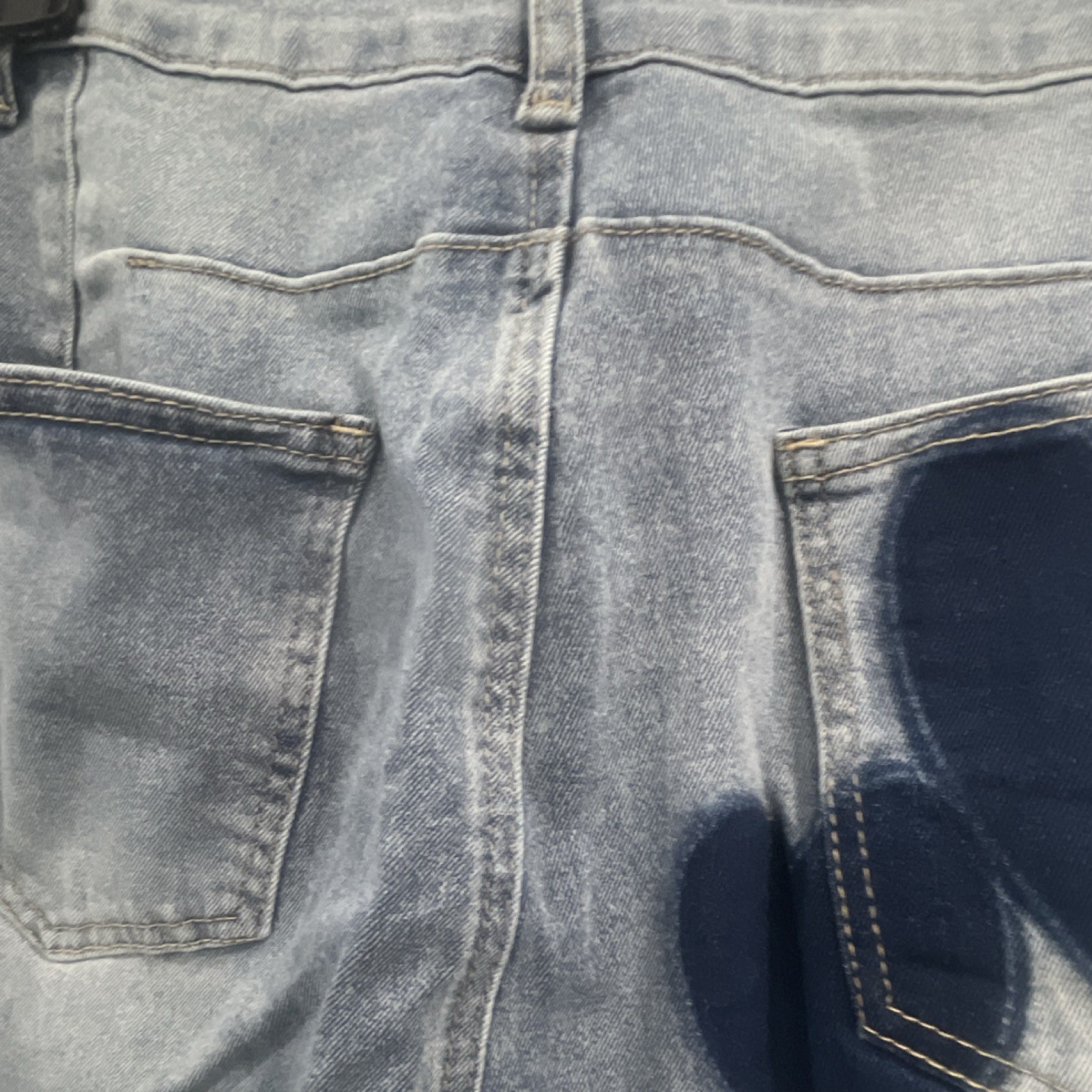 Chartou Women’s Blue Denim Heart Pattern Jeans, Button Closure, 5-Pocket, M