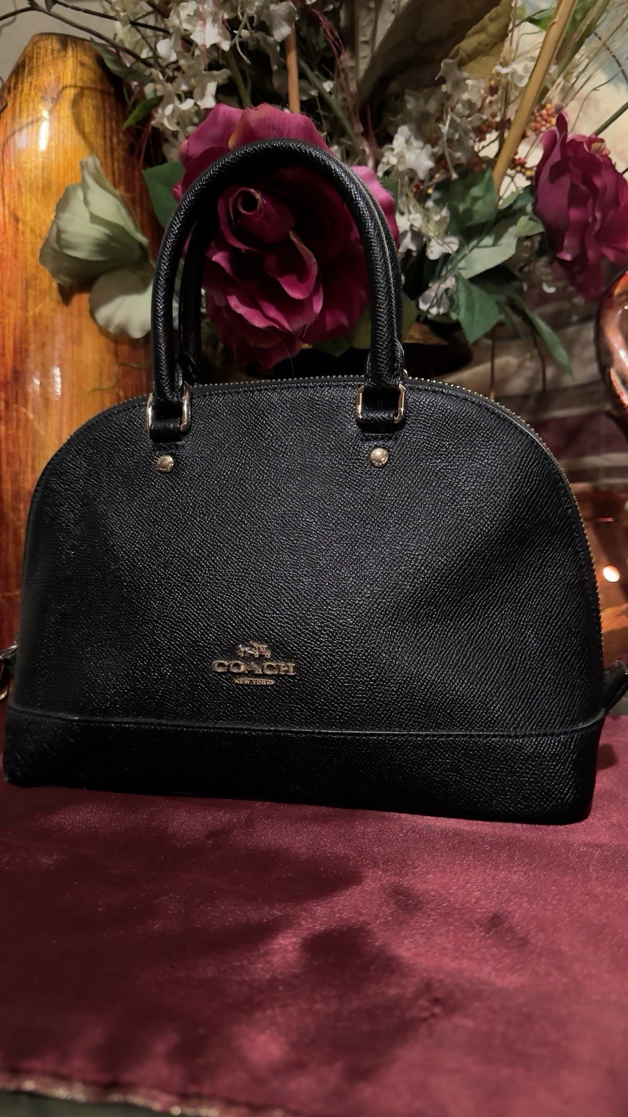 Small Coach Black Crossgrain Leather SIERRA Satchel Hand Bag Tote