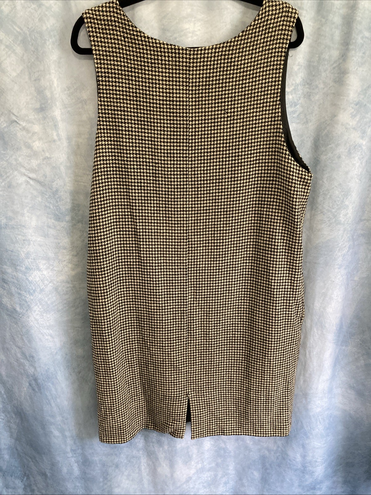 VTG 80s 90s Harvé Benard Wool Houndstooth Jumper Dress Lined Pockets XL 16 GUC