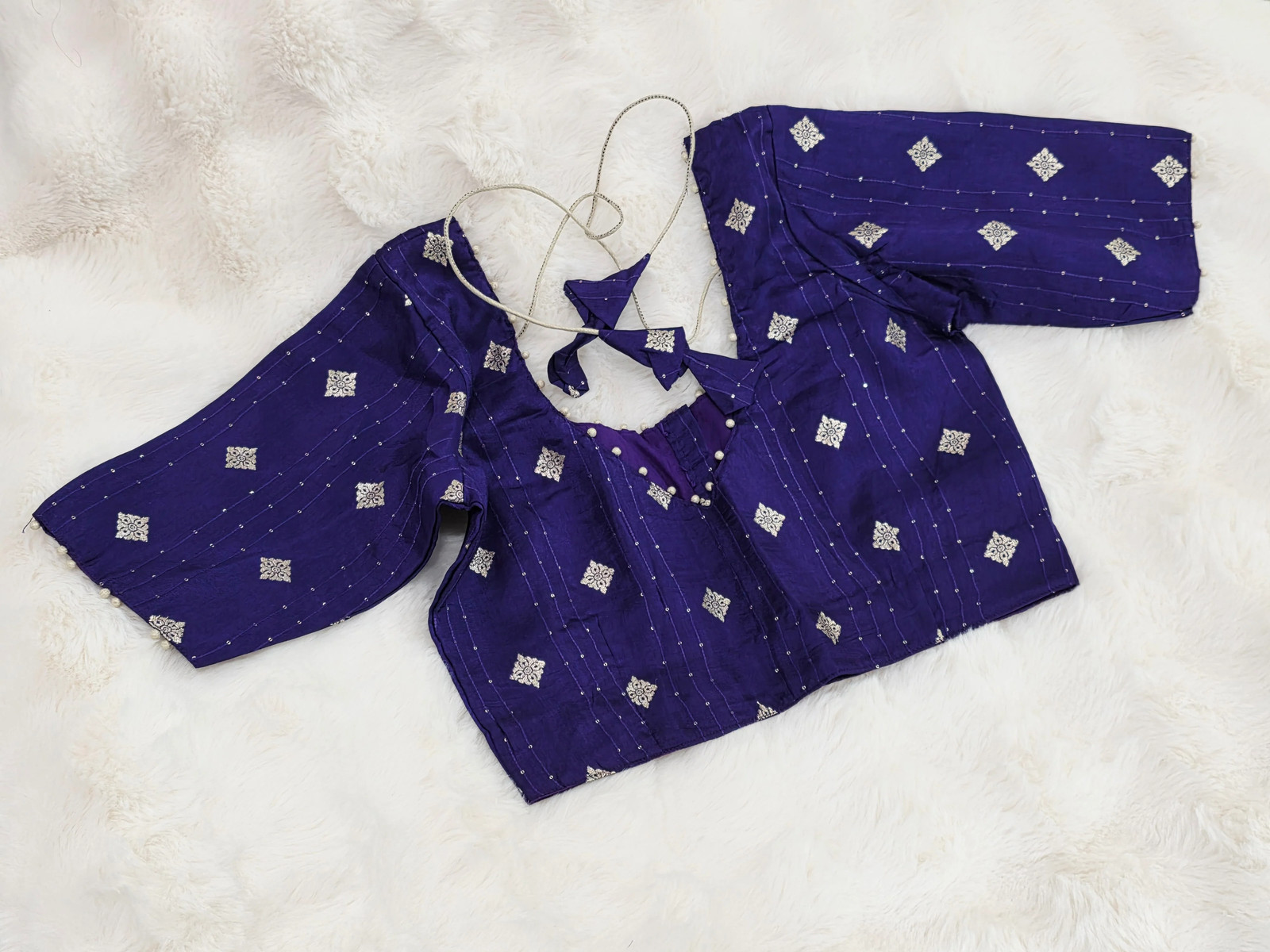 Royal Indigo Purple Munga Benarasi Silk Designer Blouse