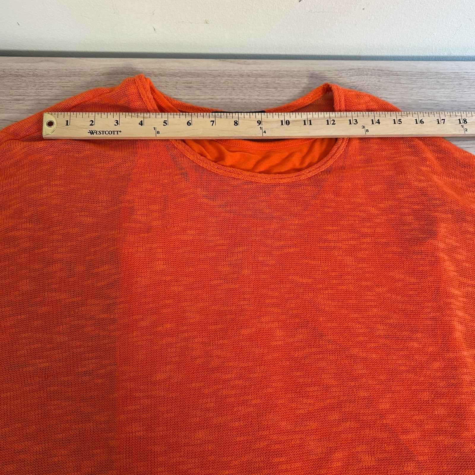 Context Orange Button Back Knit Top Oversized 3/4 Sleeve Small