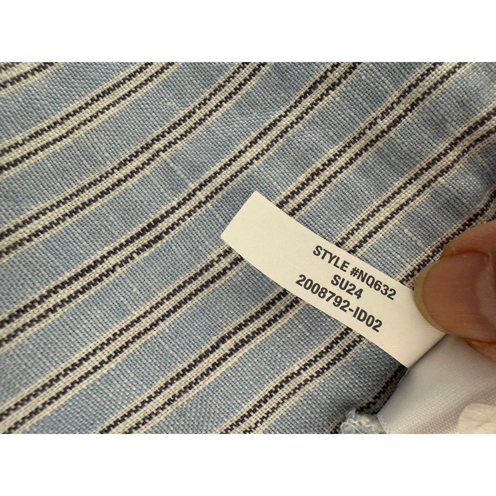 Madewell Cassie Striped Linen Button Front Midi Dress Size L Blue WhitePockets
