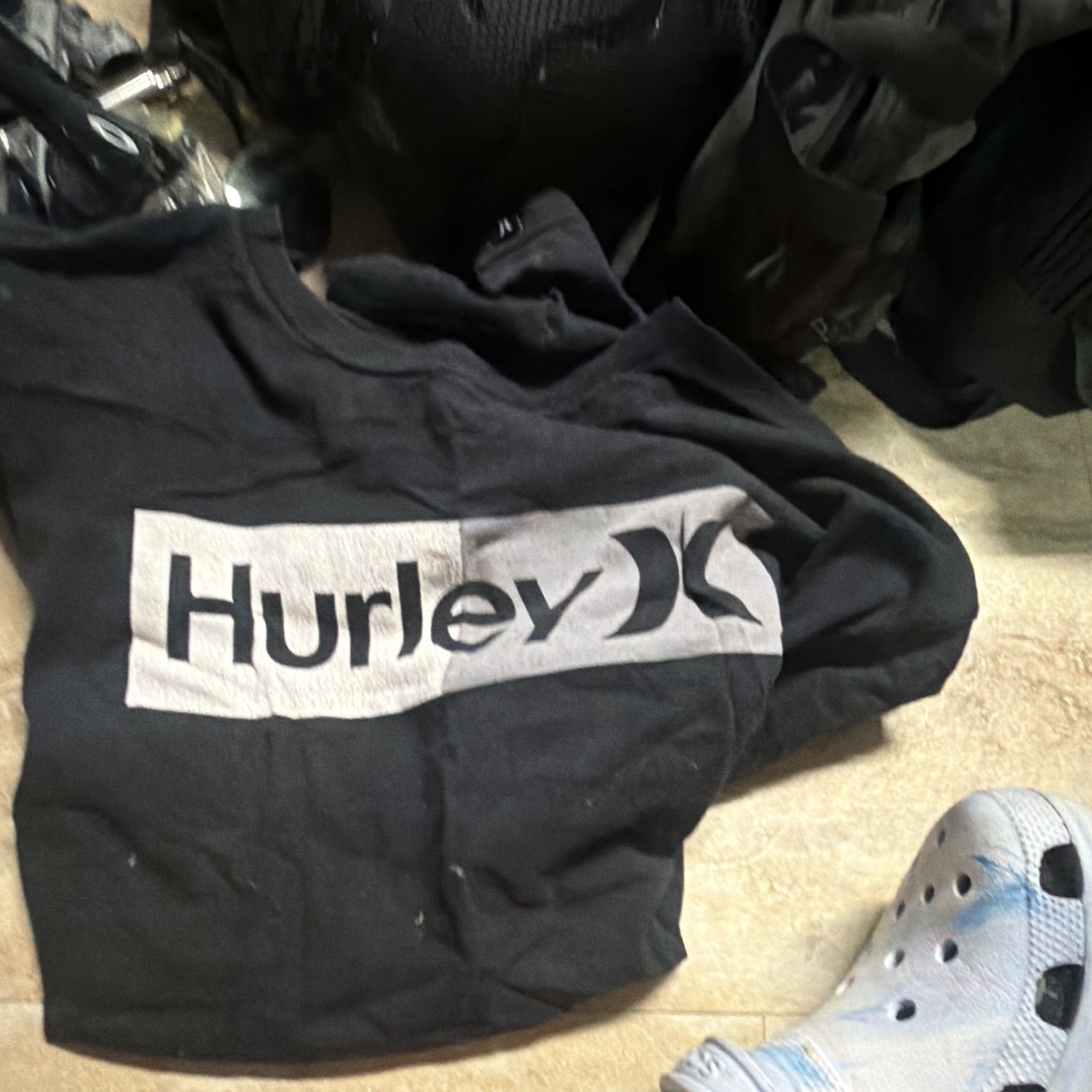 Hurley Men’s Black Logo Graphic Print T-Shirt Regular Fit Size L Pre-Owned