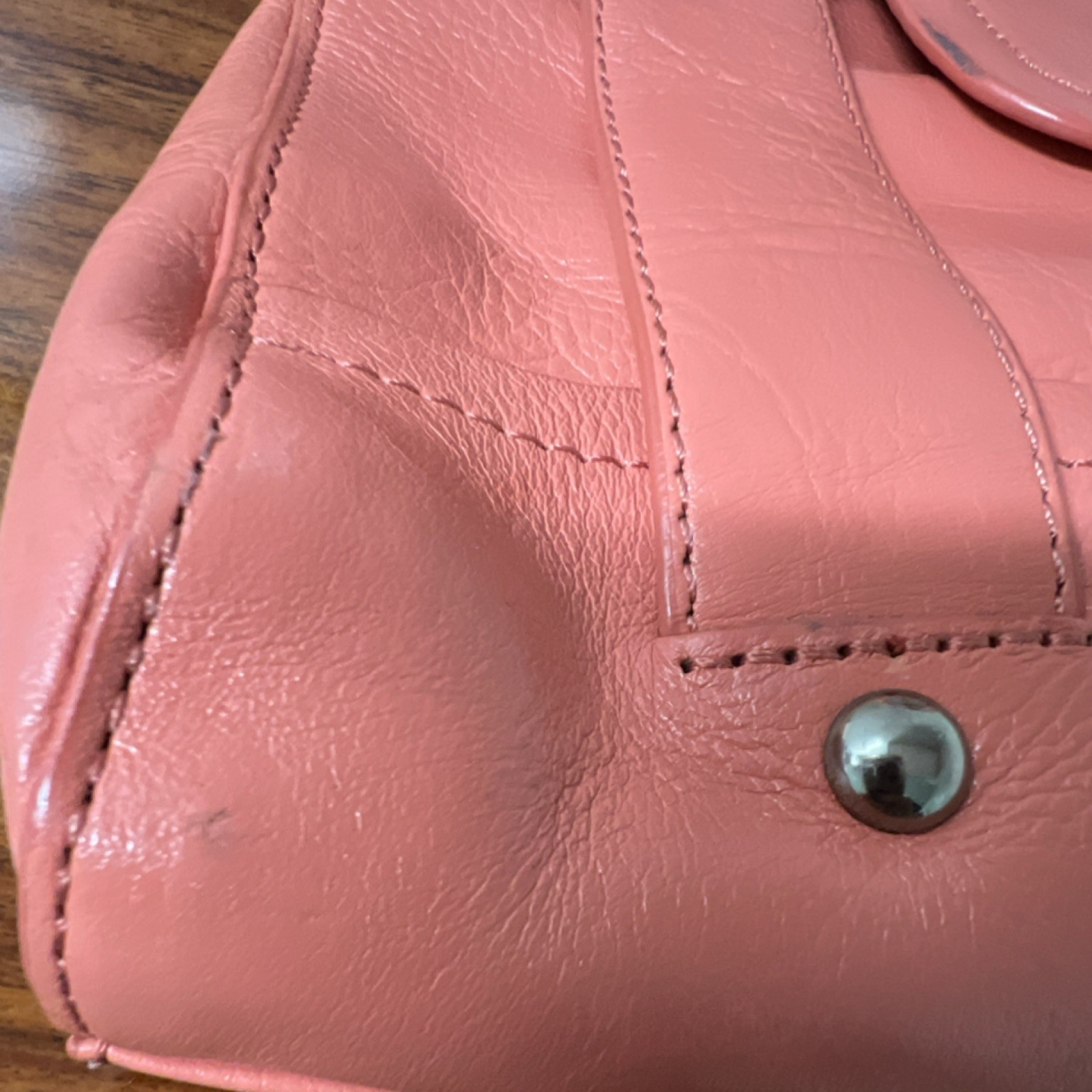 Kenneth Cole Reaction Coral Double Handle Top Handle Bag Turn Lock Buckle Accent