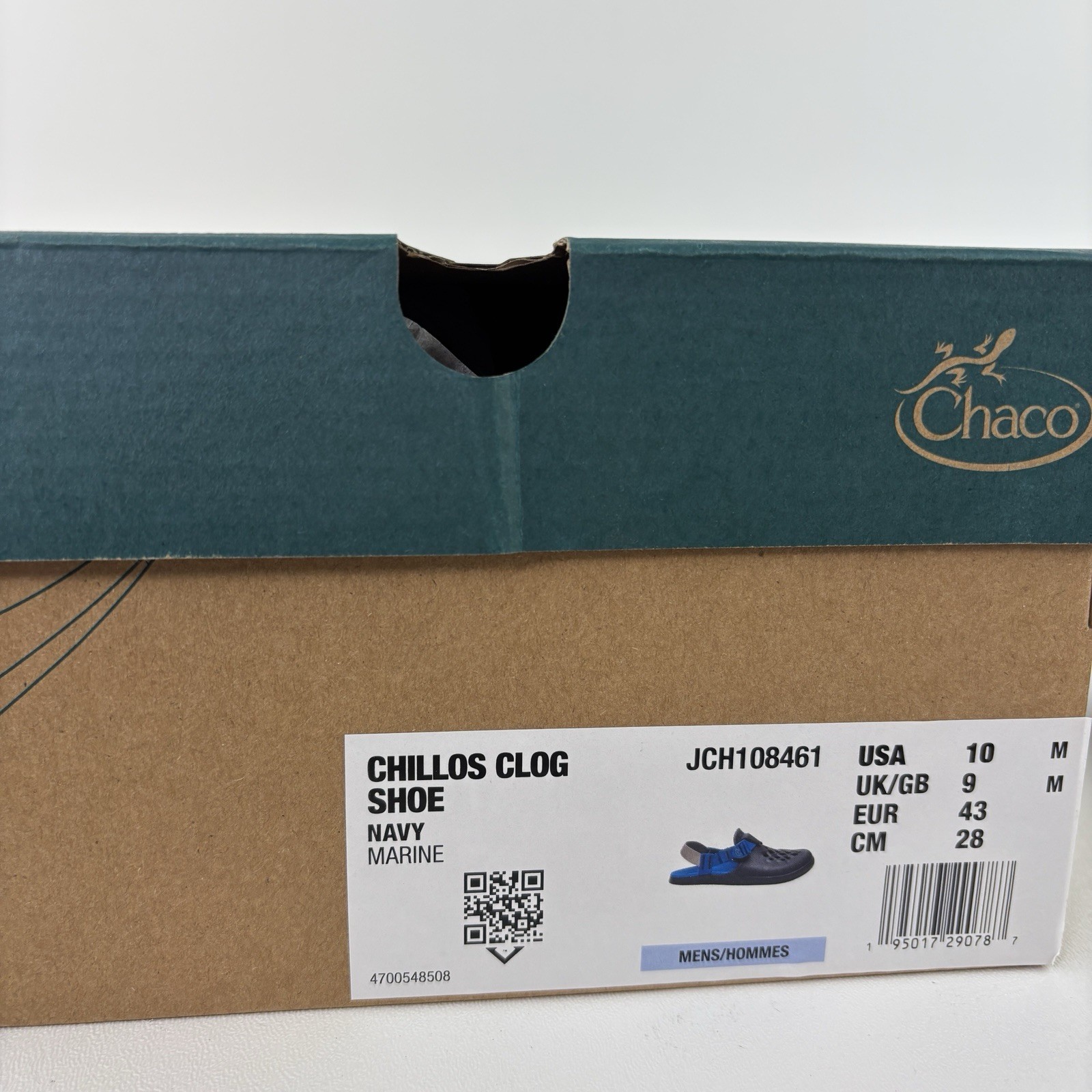 Chaco Mens Sz 10 Chillos Clog Comfort Sandal Navy Marine JC108461 NEW in Box