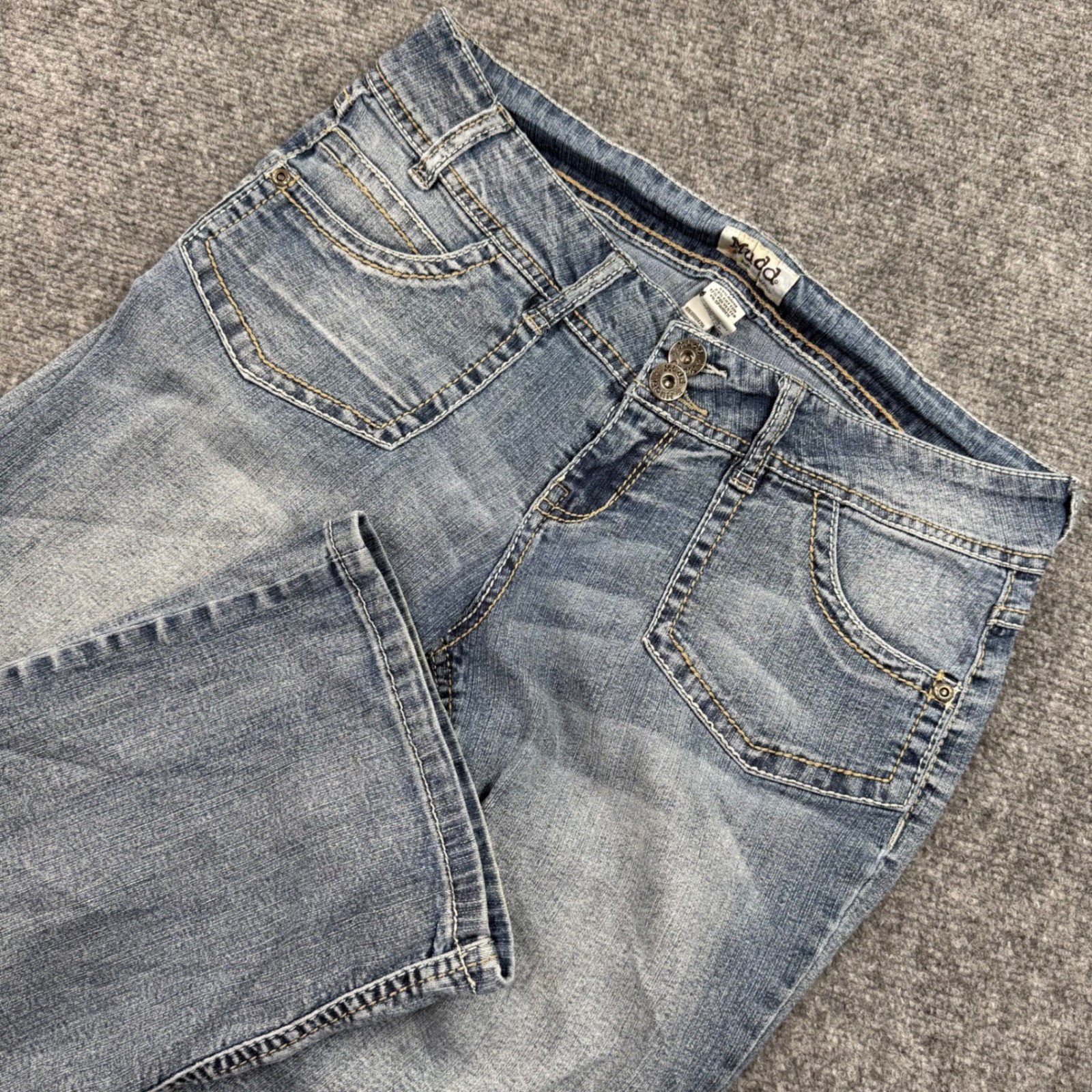 Mudd Flare Jeans Size 11 Blue Low Rise Embellished Y2K Denim Women’s