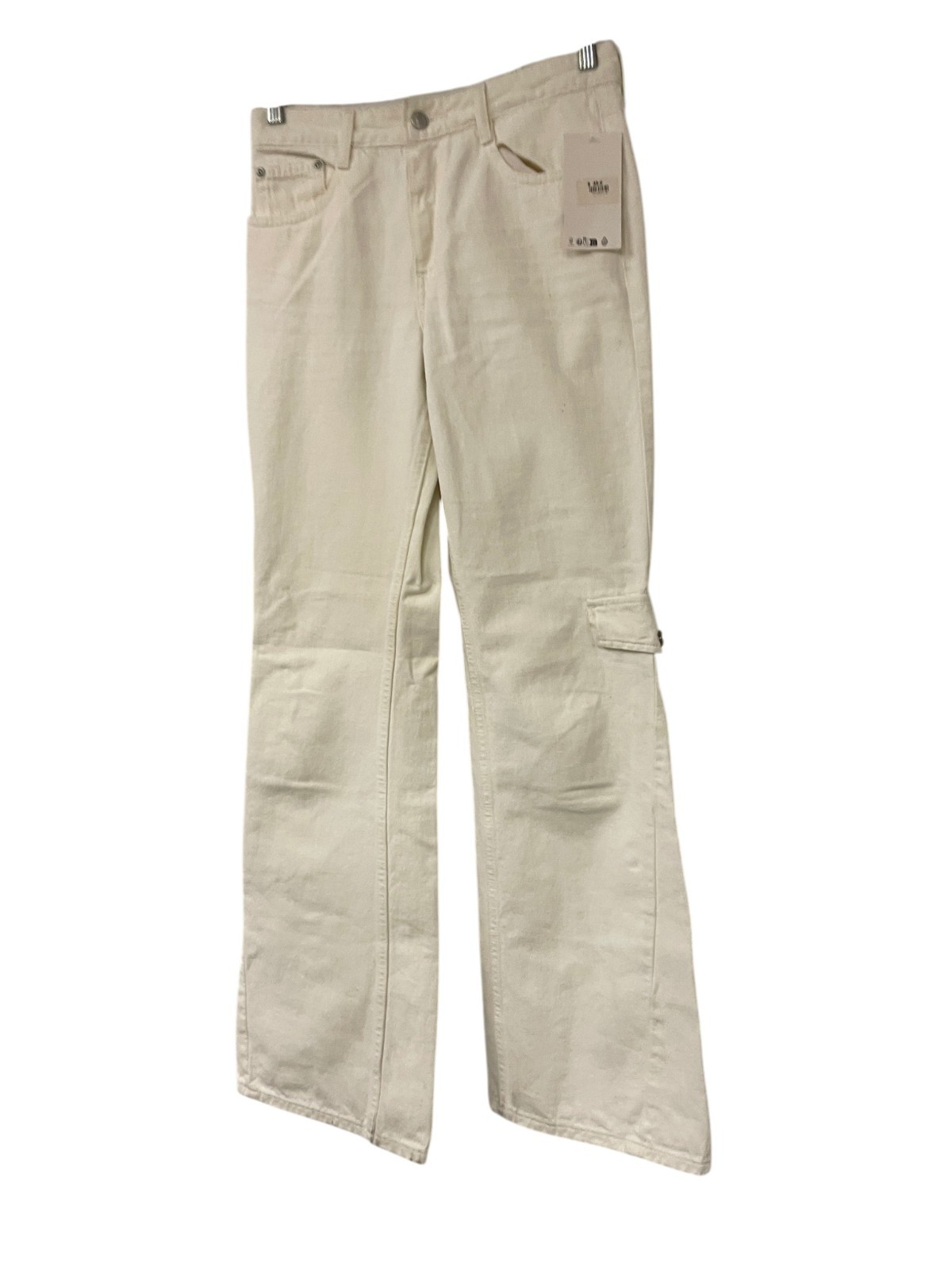 Zara Womens TRF Low Waist Cargo Jeans EU 36 US 4 Oyster White 3216/065 NWT