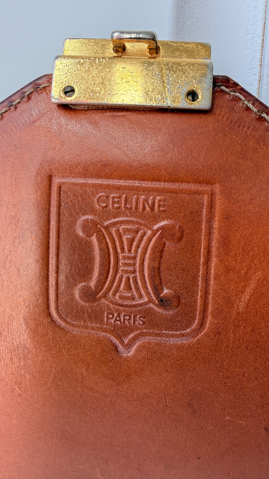 Vintage CELINE Envelope Clutch Portfolio, Brown Monogram Leather, Authenthic
