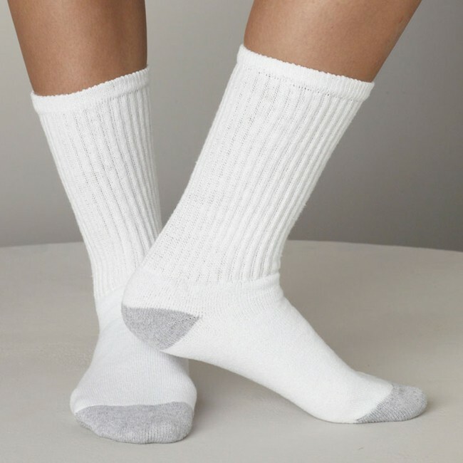 60 Pairs Wholesale Bulk Men’s White/Gray Sports Casual Cotton Crew Socks 10-13