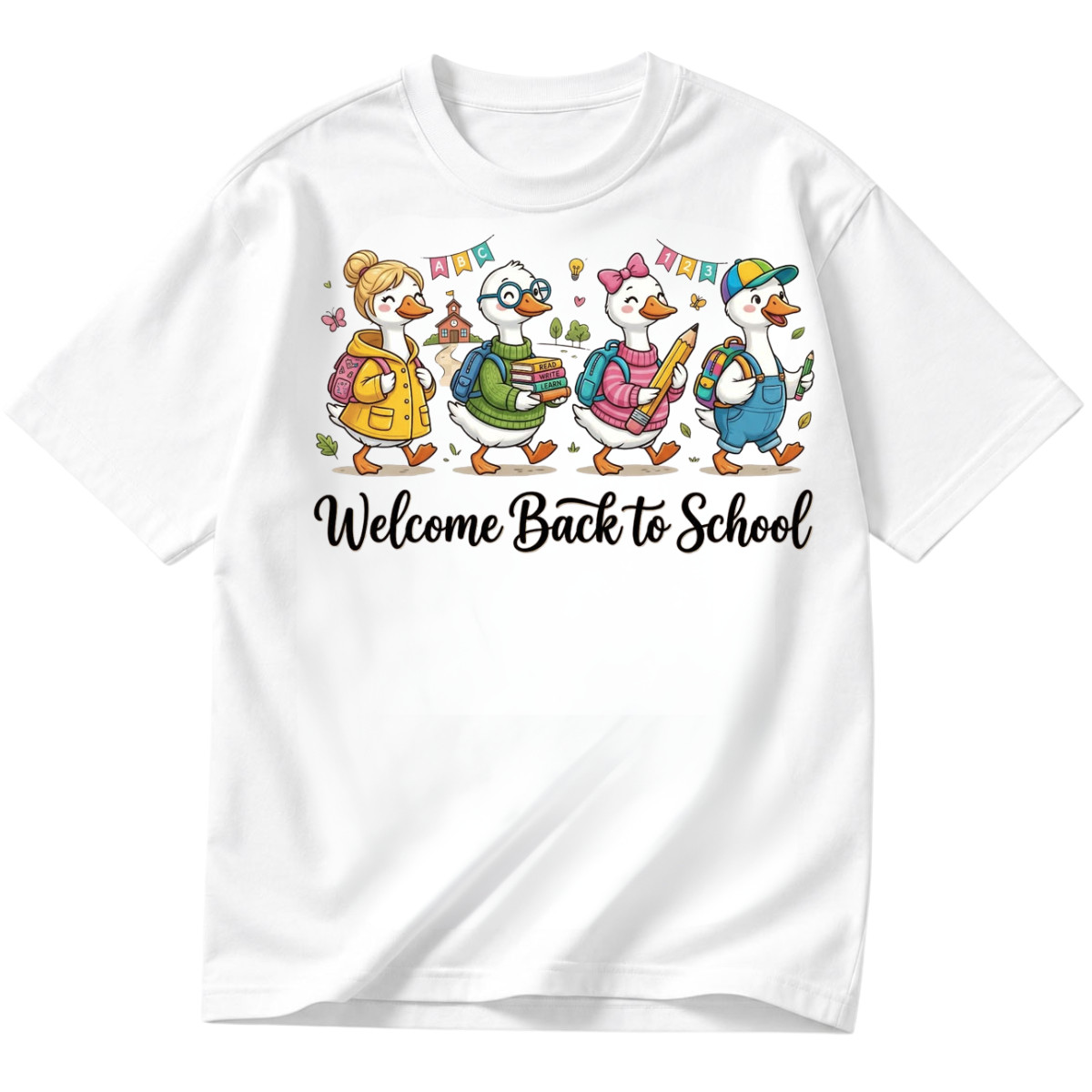 Welcome Back To School Funny Gooses Cute Animals T-Shirt Gift S-5XL
