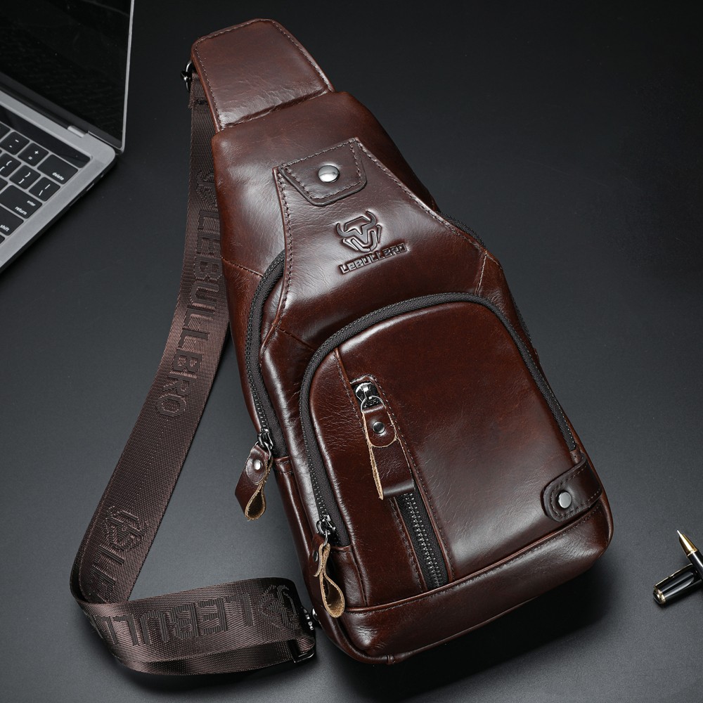 Sling Backpack Men Chest bag Crossbody Bag Shoulder Bag 100% Genuine Leather New