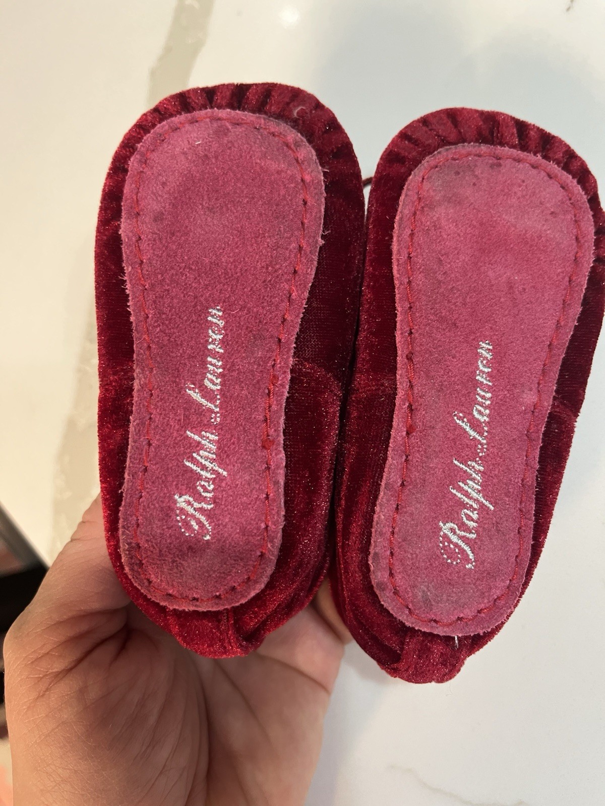 Ralph Lauren Beautiful Perfect Condition Size 4 Burgundy Velor Euro Size19 Cm 13