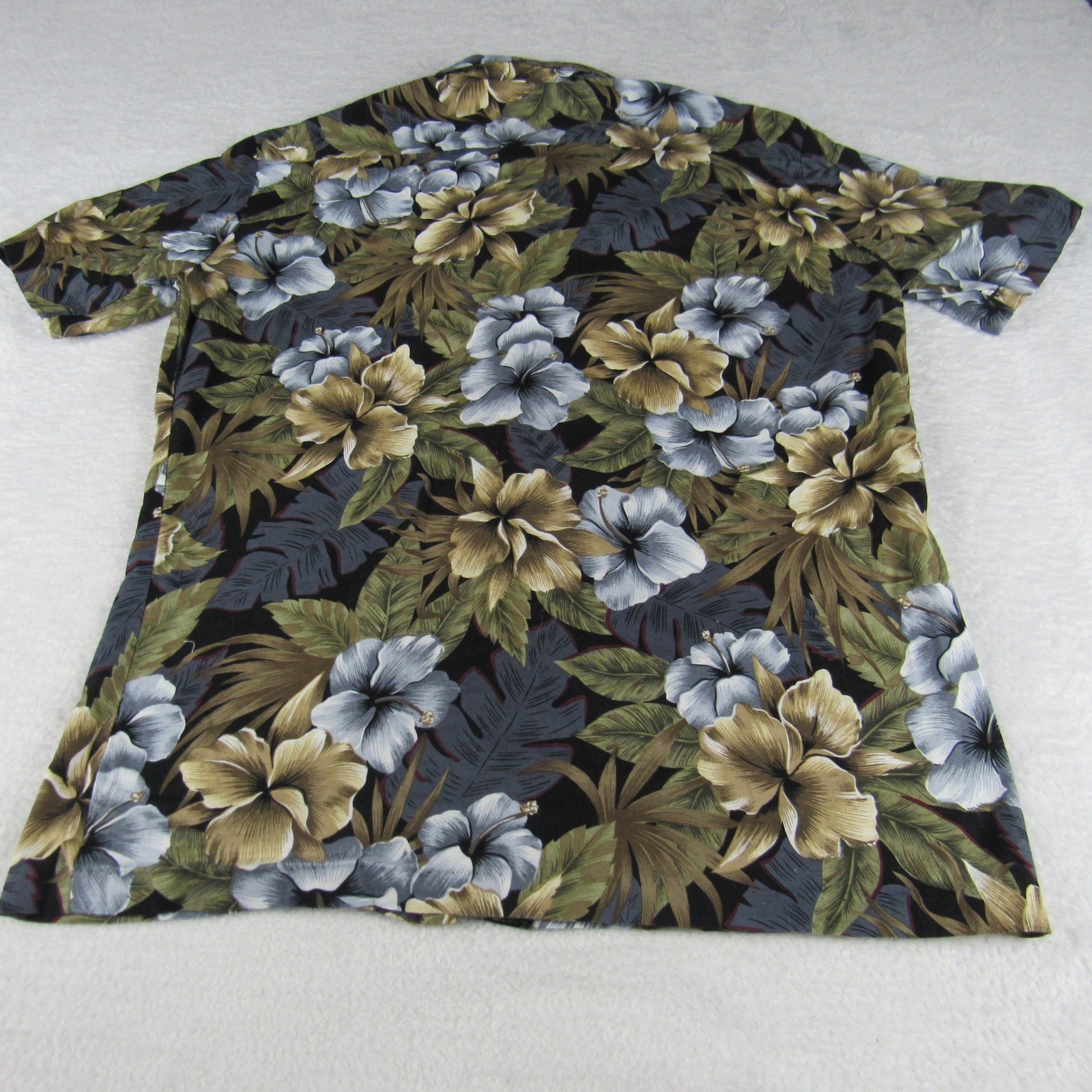 David Taylor Hawaiian Shirt Men’s Medium Black Tropical Floral Camp S/S