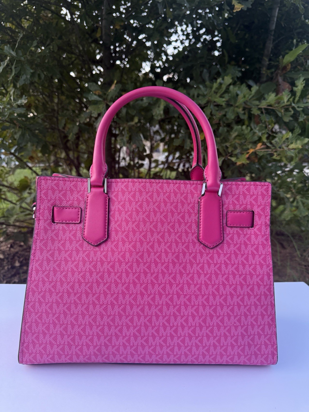 Authentic Michael Kors Bag Medium Hamilton Satchel Dragonfruit MK Logo Purse NWT