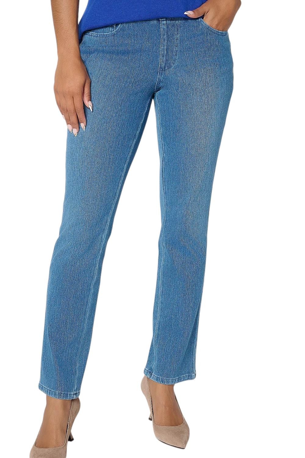 Belle by Kim Gravel Women’s Flexibelle Straight-Leg Jeans Medium Wash