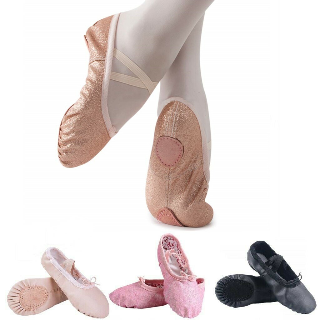 PU Leather Ballet Shoes Slippers Split Sole Flats For Toddler Girl Boy Kid