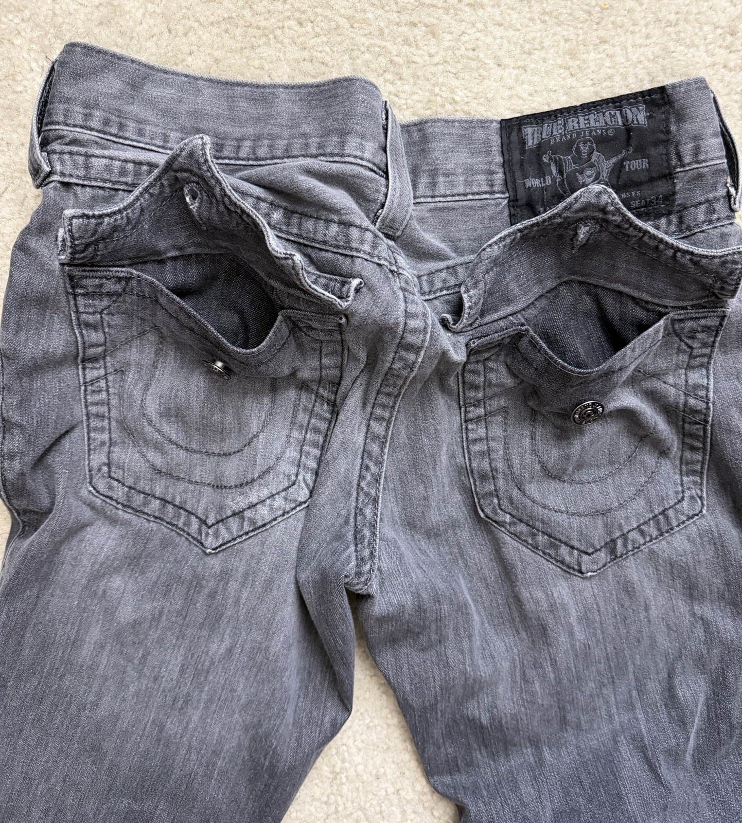 True Religion Mens 32 World Tour Section Ricky Seat 34 Denim Jeans Pants