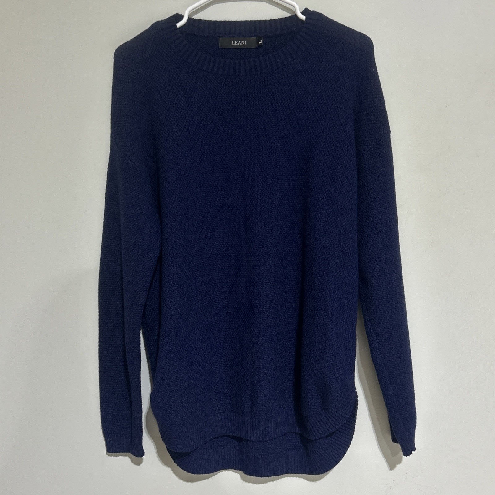 Leani Women’s L NAVY BLUE Sweater Warm Acrylic Blend Long Sleeve Casual