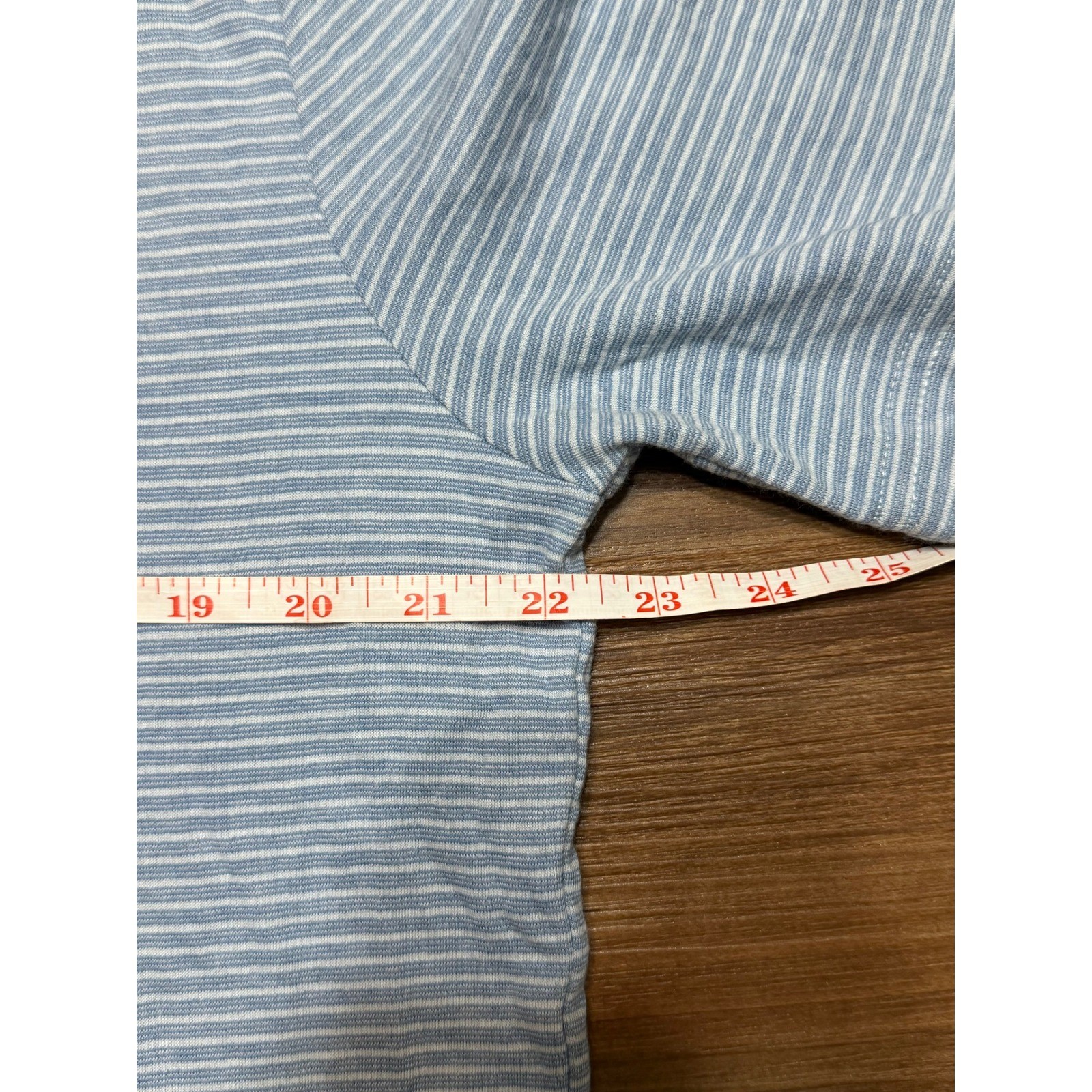 Faherty Cloud Cotton Stripe SS Soft Polo Dune Blue Mens Sz Large NWT