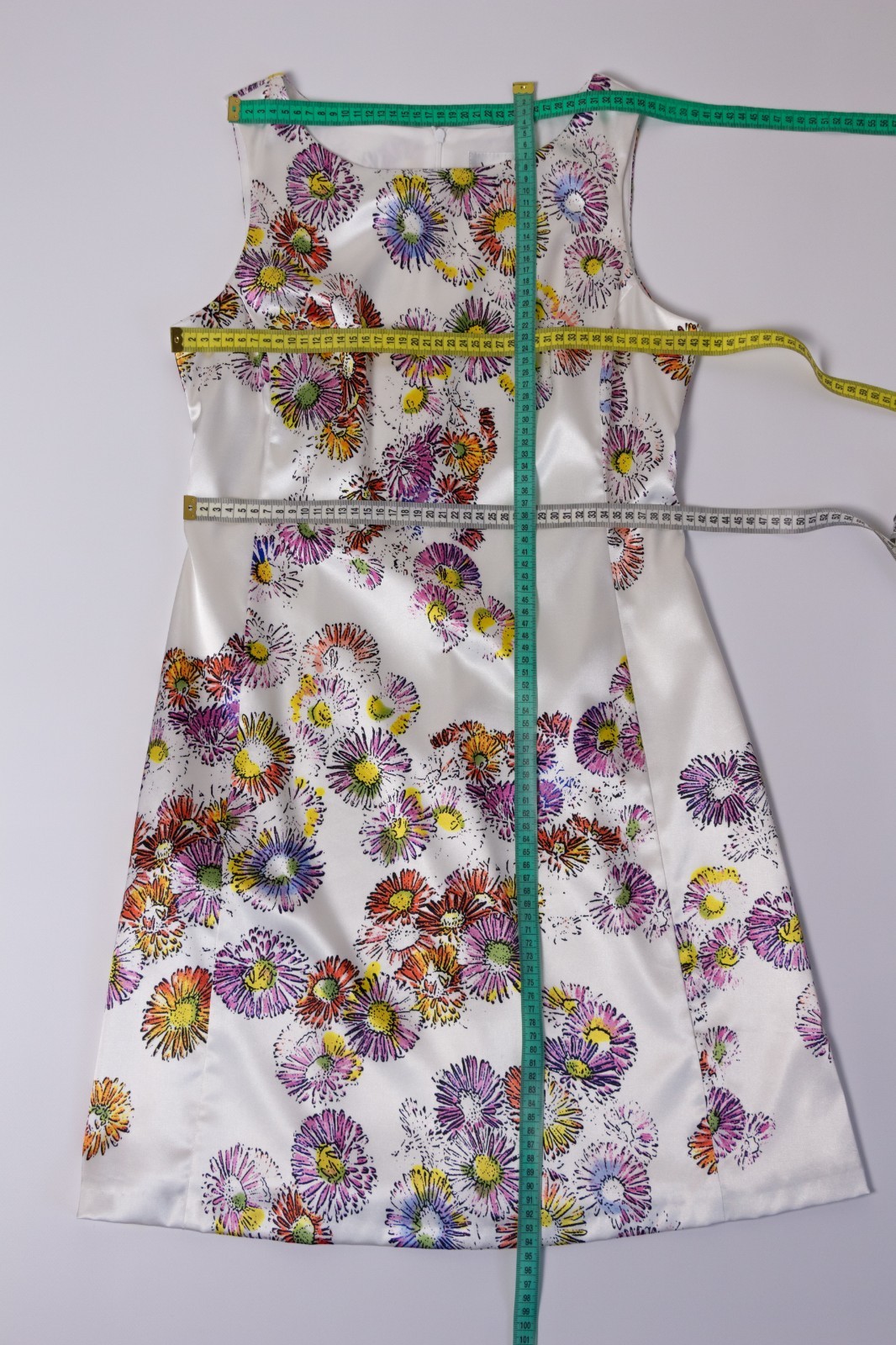 Joseph Ribkoff White Floral A-Line Dress UK 12 US 10 Sleeveless Knee Length