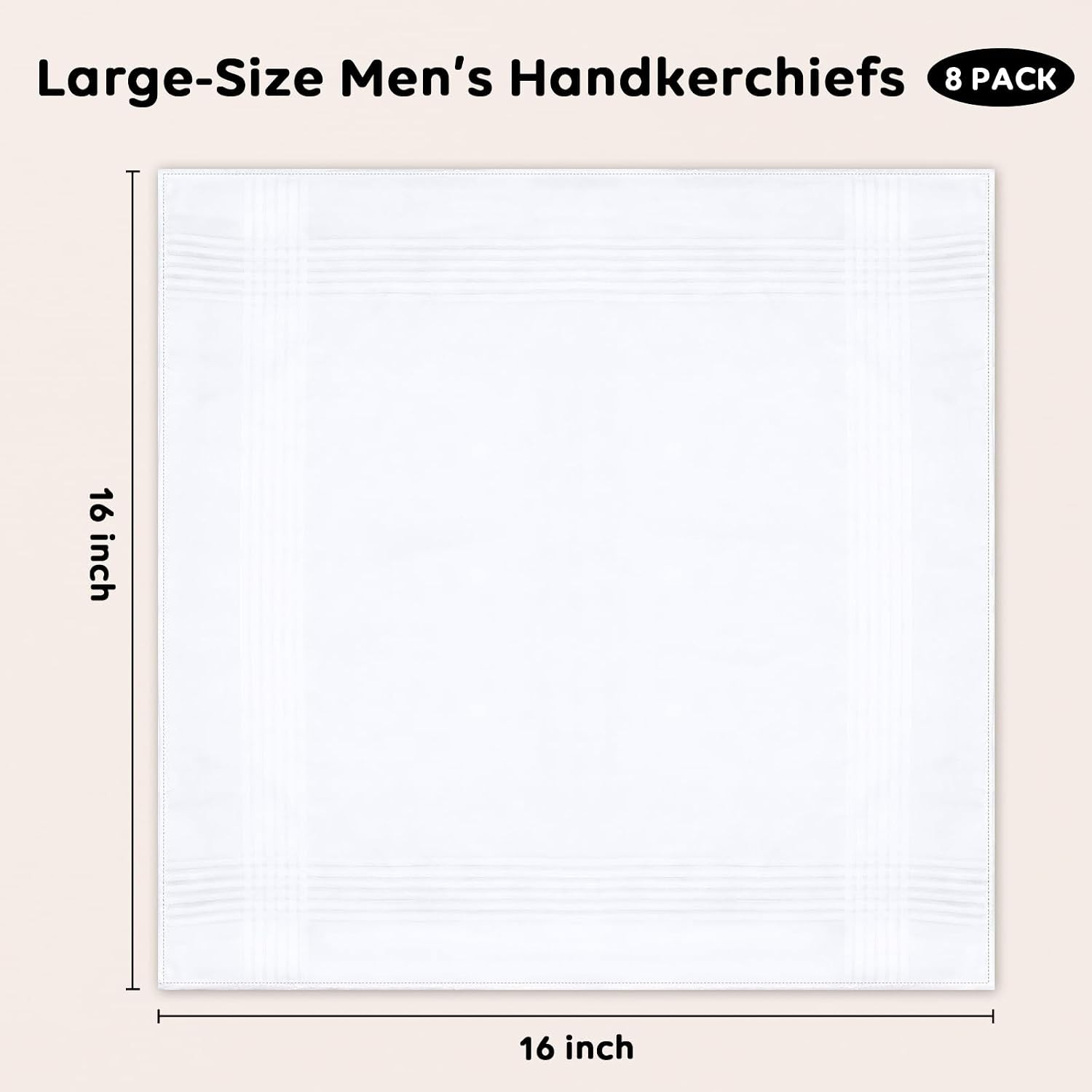 Soft Cotton White Men’s Handkerchiefs 16×16 Inch Mens Cotton Handkerchiefs