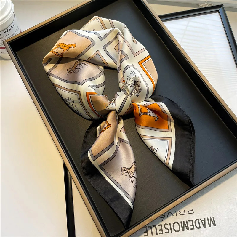 Luxury Silk Shawl Square Scarf for Women Satin Fashion Wraps Neckerchief Female