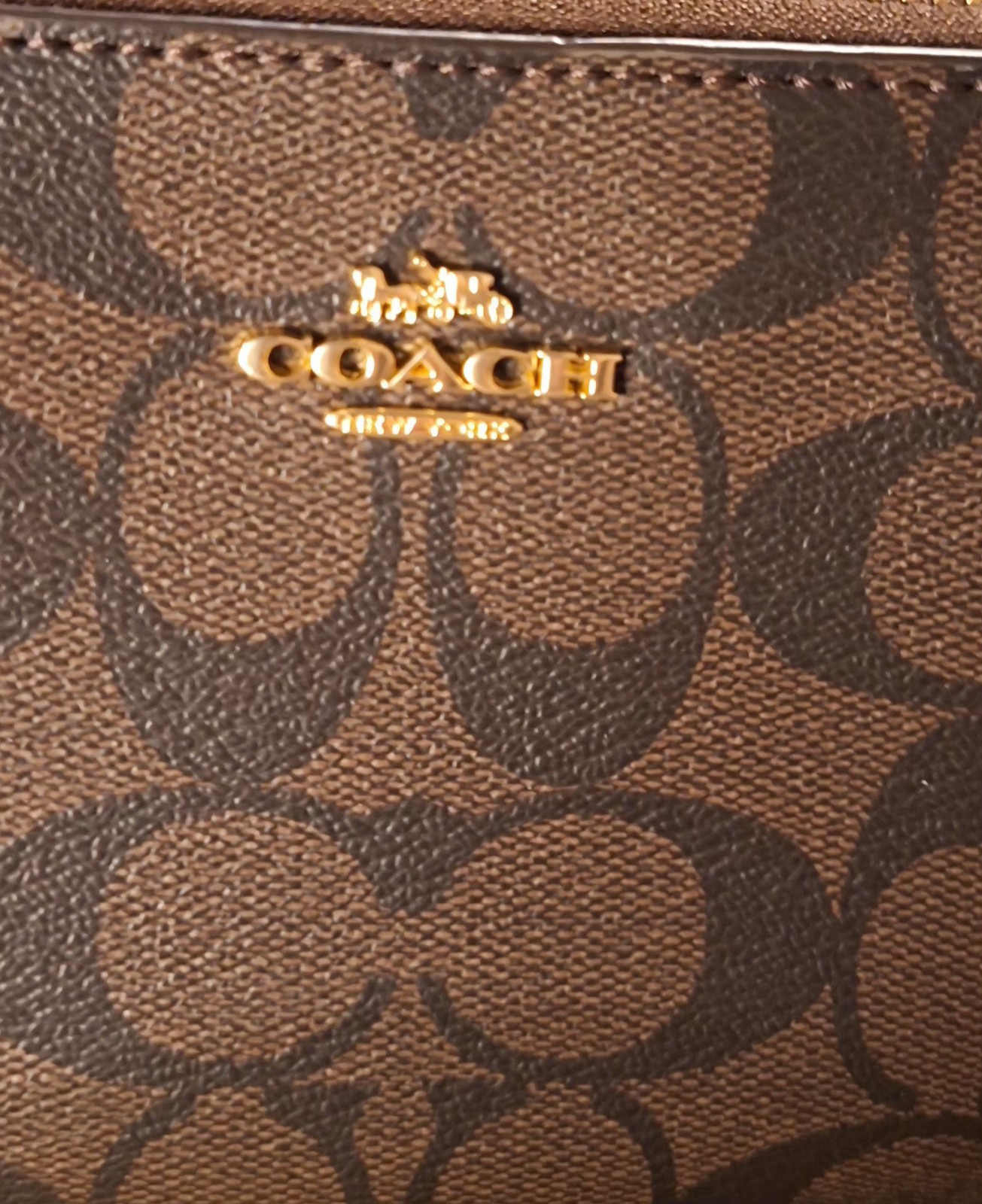 COACH Nolita 19 Signature Canvas BROWN / RED C3308 EUC + Gold Crossbody Chain