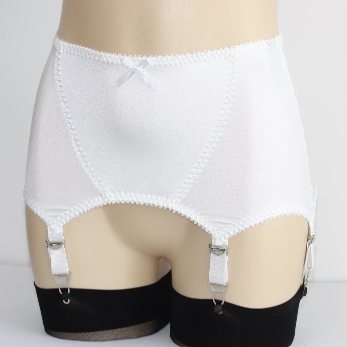 Sexy Wet Look Open Bottom Girdle Firm Shaping Girdle Garter Belt with 6 Straps