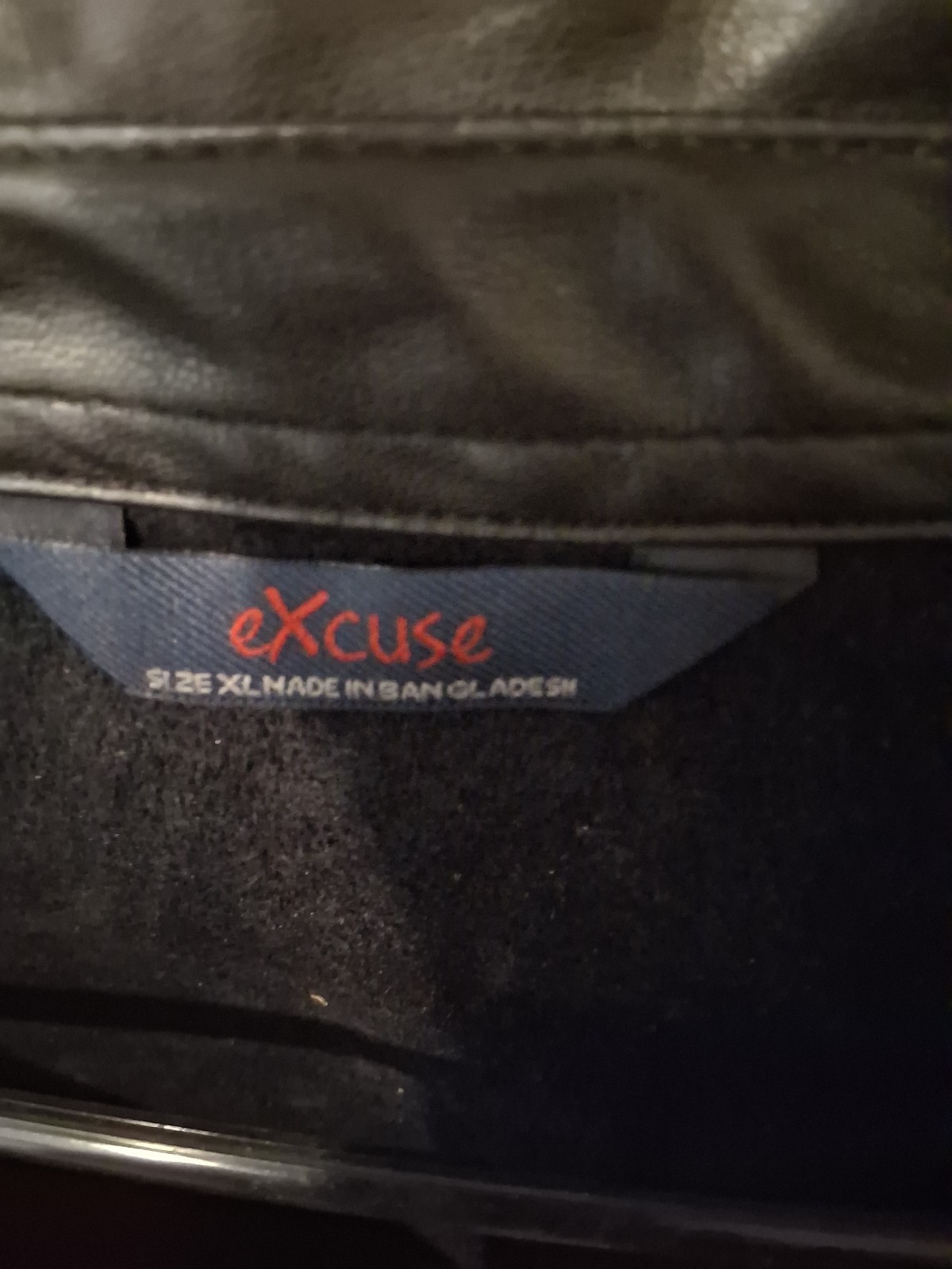 Excuse Never Enough NWT black faux leather jacket. Size XL