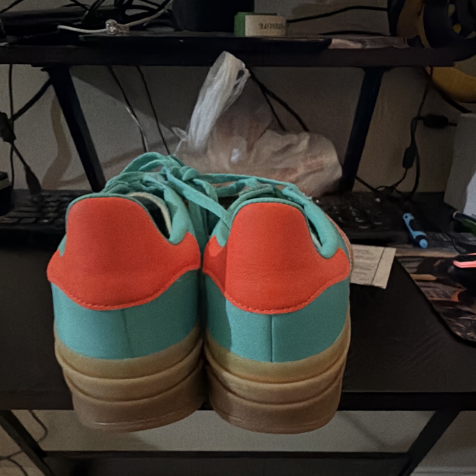 adidas Men’s Turquoise/Orange Low Top Lace-Up Athletic Sneaker Shoes