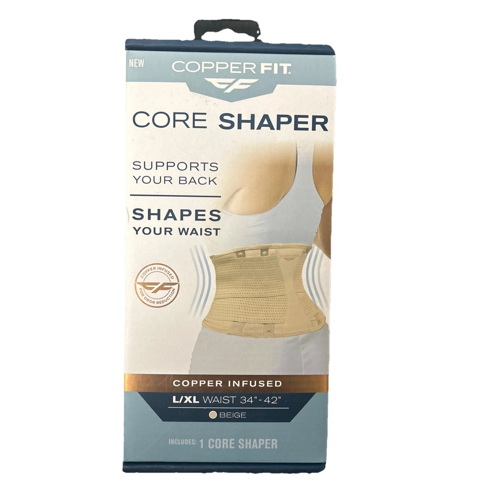 Copper Fit Core Shaper Waist Trainer L/XL – Back Support, Copper Infused