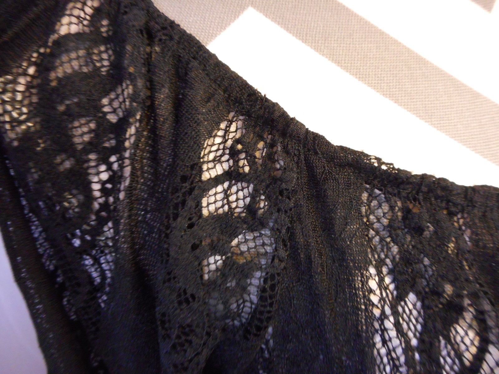 Black Lacey Shear Peasant Style Poof Large 90% nylon 10% Spandex