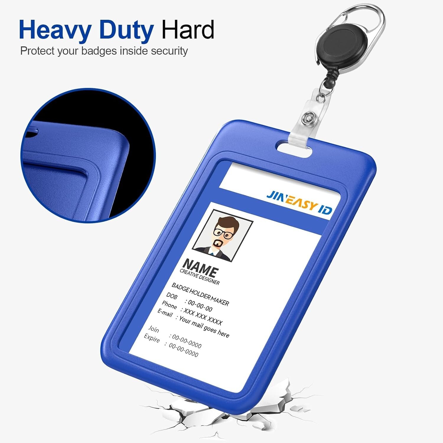 2pcs ID Badge Holder Vertical Card Holder Heavy Duty for Work Key Card Men Women