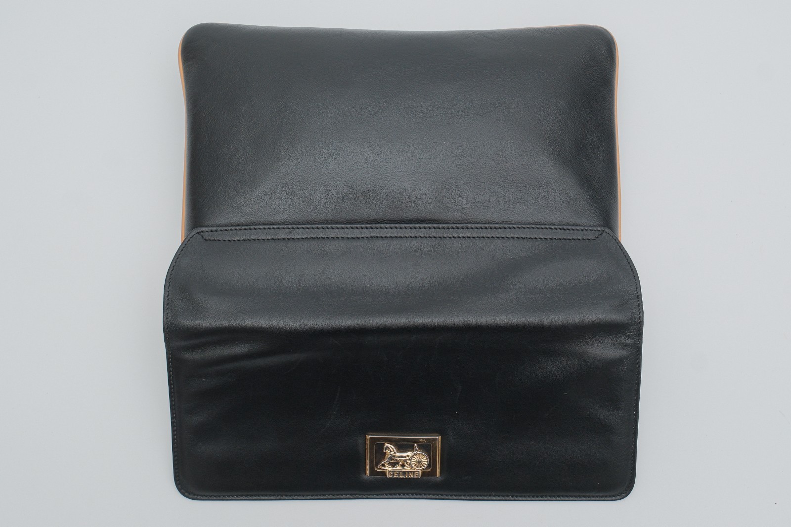 CELINE Clutch Hand bag Purse Horse Carriage Black