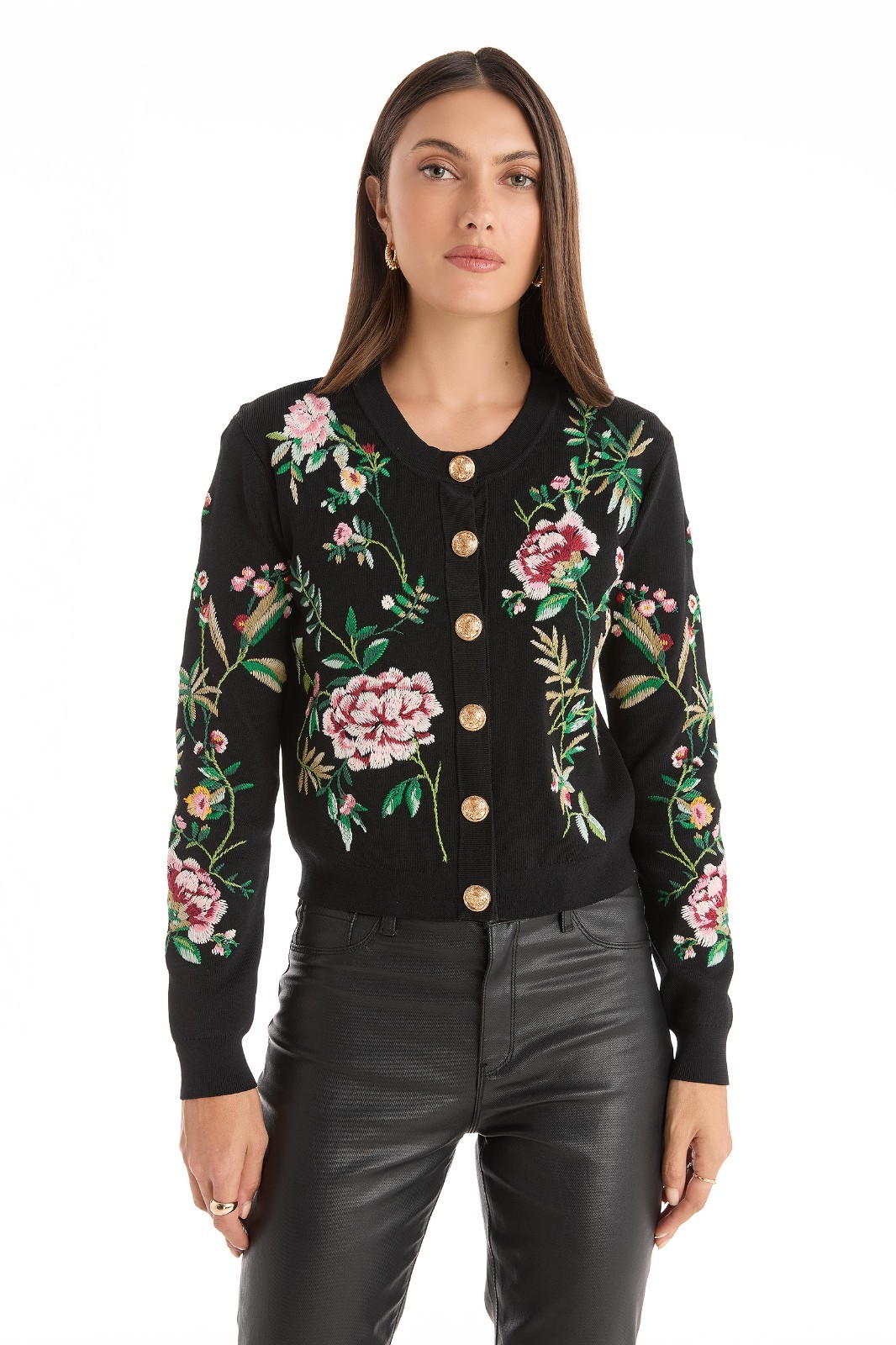 Alyssa Jacquard Cardigan Black Floral THE NOLI SHOP