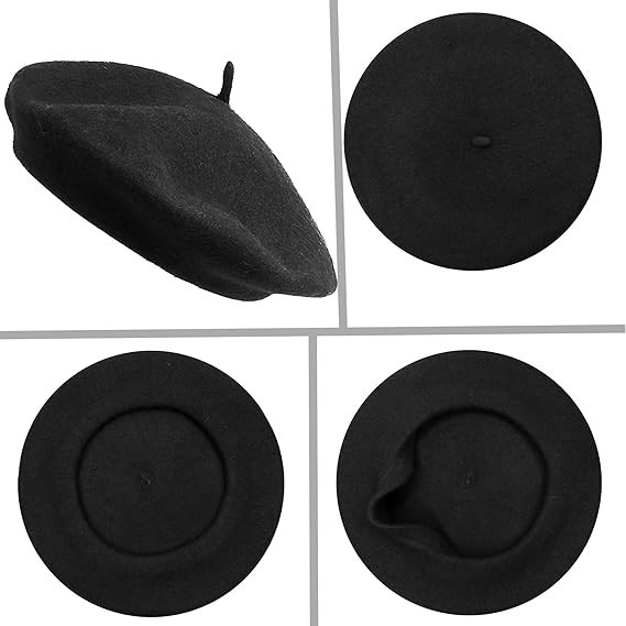 Gorro Vasco De Artista De Boina Francesa Para Mujeres Y Niñas, Color Negro NUEVO