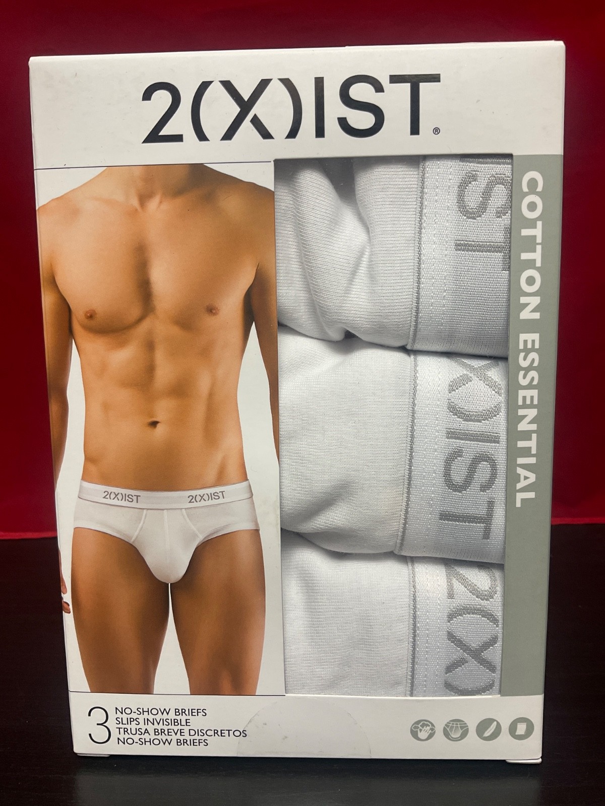 2(X)IST Cotton Essentials 3 Pack No Show Briefs White Underwear Mens Medium NIB!