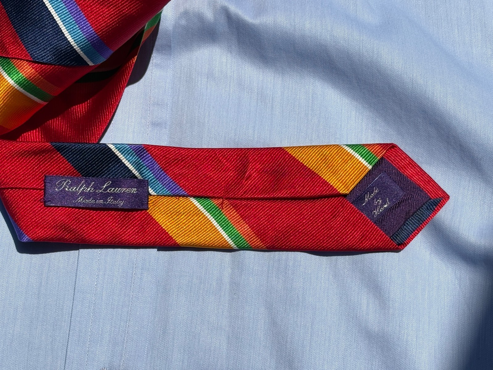Ralph Lauren Purple Label Red, Orange, Blue, Green Silk Tie -Italy- $235.00